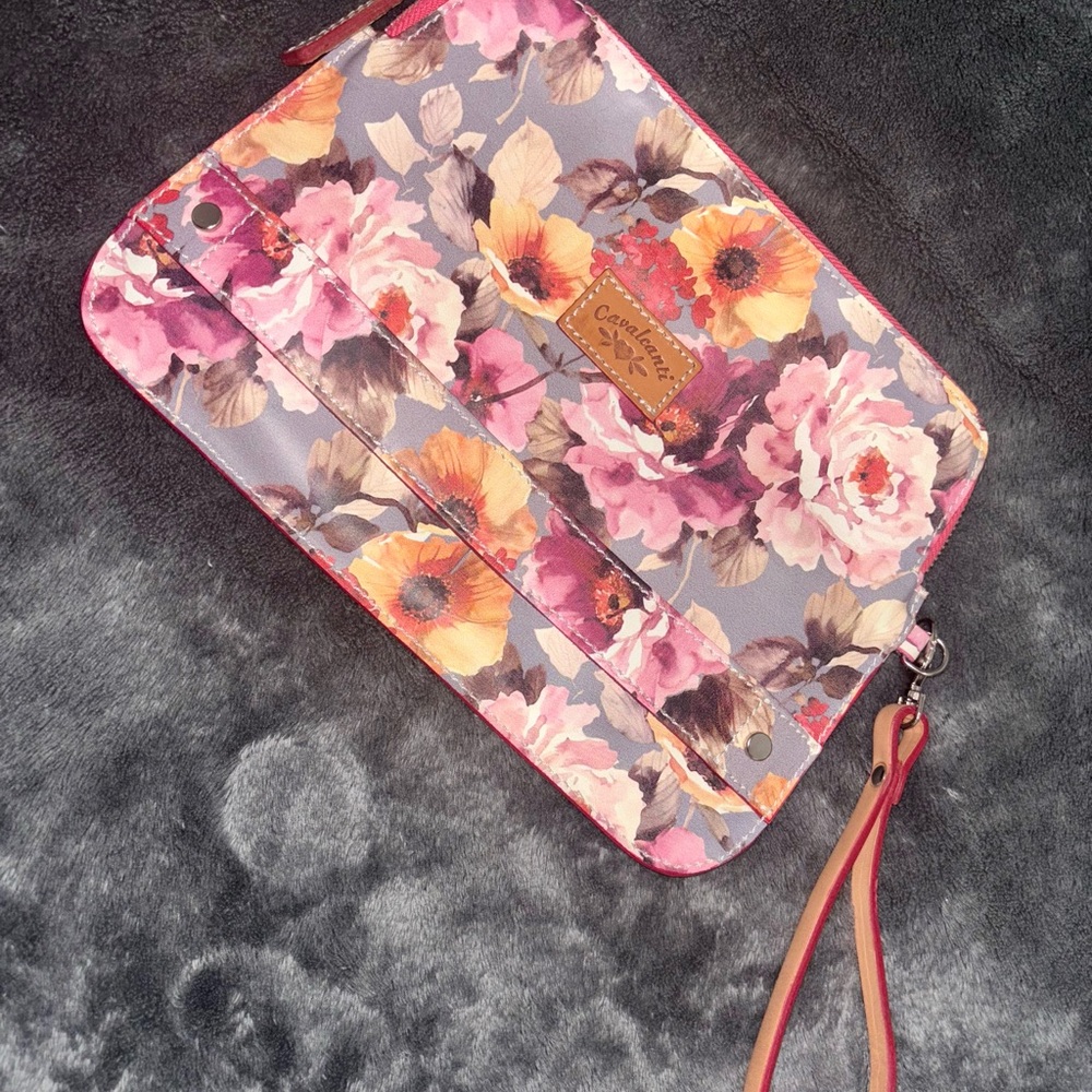 Floral Canvas Clutch Wristlet